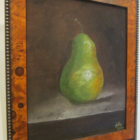 Still Life Fruit Oil on Canvas Board by Julie Johnson Titled Pear For Jack - Picture 7 of 7
